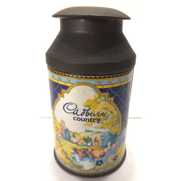 Cadbury Candies Milk Can Style Tin Countryside Vintage Pastoral Cows Patina - Picture 1 of 8